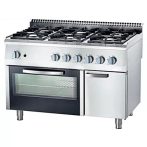   Ipari 6 égős gáztűzhely statikus sütővel PB gázos, 36,5kW+5 kW STALGAST