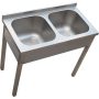   Mosogató kétmedencés 40x35x20 lefolyó:90 mm 86x50 cm szifonszettel