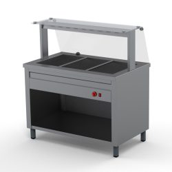 Melegentartó pult 3xGN1/1 egyenes üveges felépítménnyel 1150 mm fűtőszálas Melegentartó pult 3xGN1/1 egyenes üveges felépítménnyel 1150 mm fűtőszálas