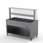   Melegentartó pult 4xGN1/1 egyenes üveges felépítménnyel köztes üvegpolccal 1500 mm fűtőpaplanos