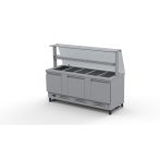   Hűtőpult 5xGN1/1 alsó hűtött tárolóval egyenes üveges felépítménnyel köztes üvegpolccal 1800 mm