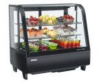   Bemutató hűtővitrin hajlított üvegű ledes világítással 100 liter fekete Ferrara-Cool