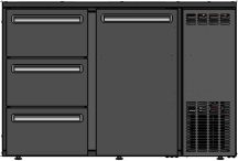 TC BBCL2-62 | Bárhűtő 1 ajtóval, 3 db 1/3-os fiókkal