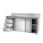 Neutrális pult, tolóajtós munkaasztal 3 fiókkal, hátsó felhajtással, méret:180x70x85 cm,Ferrara professional Neutrális pult, tolóajtós munkaasztal 3 fiókkal, hátsó felhajtással, méret:180x70x85 cm,Ferrara professional