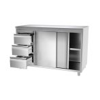 Neutrális pult,tolóajtós munkaasztal 3 fiókkal méret:140x70x85 cm,Ferrara professional Neutrális pult,tolóajtós munkaasztal 3 fiókkal méret:140x70x85 cm,Ferrara professional