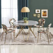 Bonello Kerek Étkezőasztal 120cm Szürke márvány - Arany