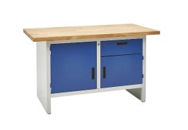 Zárt oldalú munkapad – eurokraft basic 1 fiók, 2 ajtó, szélesség 1500 mm Zárt oldalú munkapad – eurokraft basic 1 fiók, 2 ajtó, szélesség 1500 mm