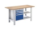   Elemes rendszerű munkapad – eurokraft basic lapszélesség 1500 mm, 4 fiók
