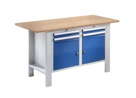 Elemes rendszerű munkapad – eurokraft basic lapszélesség 1500 mm, 4 fiók, 2 ajtó Elemes rendszerű munkapad – eurokraft basic lapszélesség 1500 mm, 4 fiók, 2 ajtó