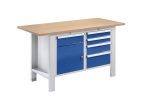   Elemes rendszerű munkapad – eurokraft basic lapszélesség 1500 mm, 5 fiók, 1 ajtó
