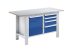 Elemes rendszerű munkapad – eurokraft basic lapszélesség 1500 mm, 5 fiók, 1 ajtó
