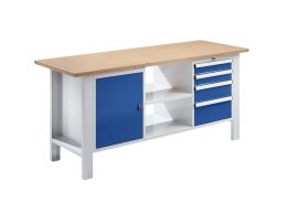 Elemes rendszerű munkapad – eurokraft basic lapszélesség 1850 mm, 4 fiók, 1 ajtó Elemes rendszerű munkapad – eurokraft basic lapszélesség 1850 mm, 4 fiók, 1 ajtó