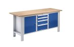   Elemes rendszerű munkapad – eurokraft basic lapszélesség 1850 mm, 4 fiók, 2 ajtó