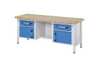   Munkapad zártszelvényes kivitelben – eurokraft pro szélesség 2000 mm, 2 fiók, 2 ajtó