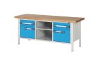   Munkapad zártszelvényes kivitelben – eurokraft pro 2 db 180 mm magas fiók, 2 db 360 mm magas ajtó, 1 rakodópolc, 1 polc