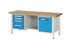   Munkapad zártszelvényes kivitelben – eurokraft pro 4 db fiók: 2 x 90, 1 x 120, 1 x 240 mm, 1 db 540 mm magas ajtó, középen nyitott