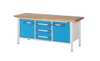  Munkapad zártszelvényes kivitelben – eurokraft pro 3 db 180 mm magas fiók, 2 db 540 mm magas ajtó