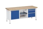   Munkapad zártszelvényes kivitelben – ANKE 1 db 540 mm magas ajtó, 3 fiók, magasság 890 mm