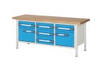   Munkapad zártszelvényes kivitelben – eurokraft pro 5 db 180 mm magas fiók, 2 db 360 mm magas ajtó