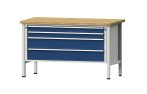   1500 mm széles munkapad, zártszelvényes kivitelben – ANKE 4 db fiók: 2 x 90, 2 x 180 mm