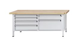 Munkapad XL/XXL méretű fiókokkal, zártszelvényes kivitel – ANKE szélesség 2000 mm, 6 fiók Munkapad XL/XXL méretű fiókokkal, zártszelvényes kivitel – ANKE szélesség 2000 mm, 6 fiók
