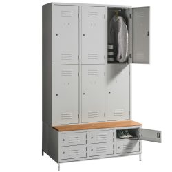 PLUS 3/6/400 Cipőtartós+ülőpados öltözőszekrény, öltözőszekrény rekesz 6 db, cipőtároló rekesz 6 db PLUS 3/6/400 Cipőtartós+ülőpados öltözőszekrény, öltözőszekrény rekesz 6 db, cipőtároló rekesz 6 db