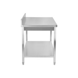 Rozsdamentes munkaasztal alsó polccal, hátsó felhajtással (100 mm), 1000x600x850 mm Rozsdamentes munkaasztal alsó polccal, hátsó felhajtással (100 mm), 1000x600x850 mm